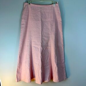 NWT Per una Stretch Pink Linen blend long/ maxi skirt size 12